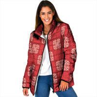 Red Palaka Quilt Hawaii Padded Jacket Traditional Hawaii-plaid Pattern LT14 Women Red - Polynesian Pride