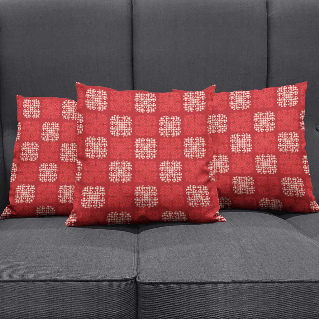 Red Palaka Quilt Hawaii Pillow Cover Traditional Hawaii-plaid Pattern - Polynesian Pride
