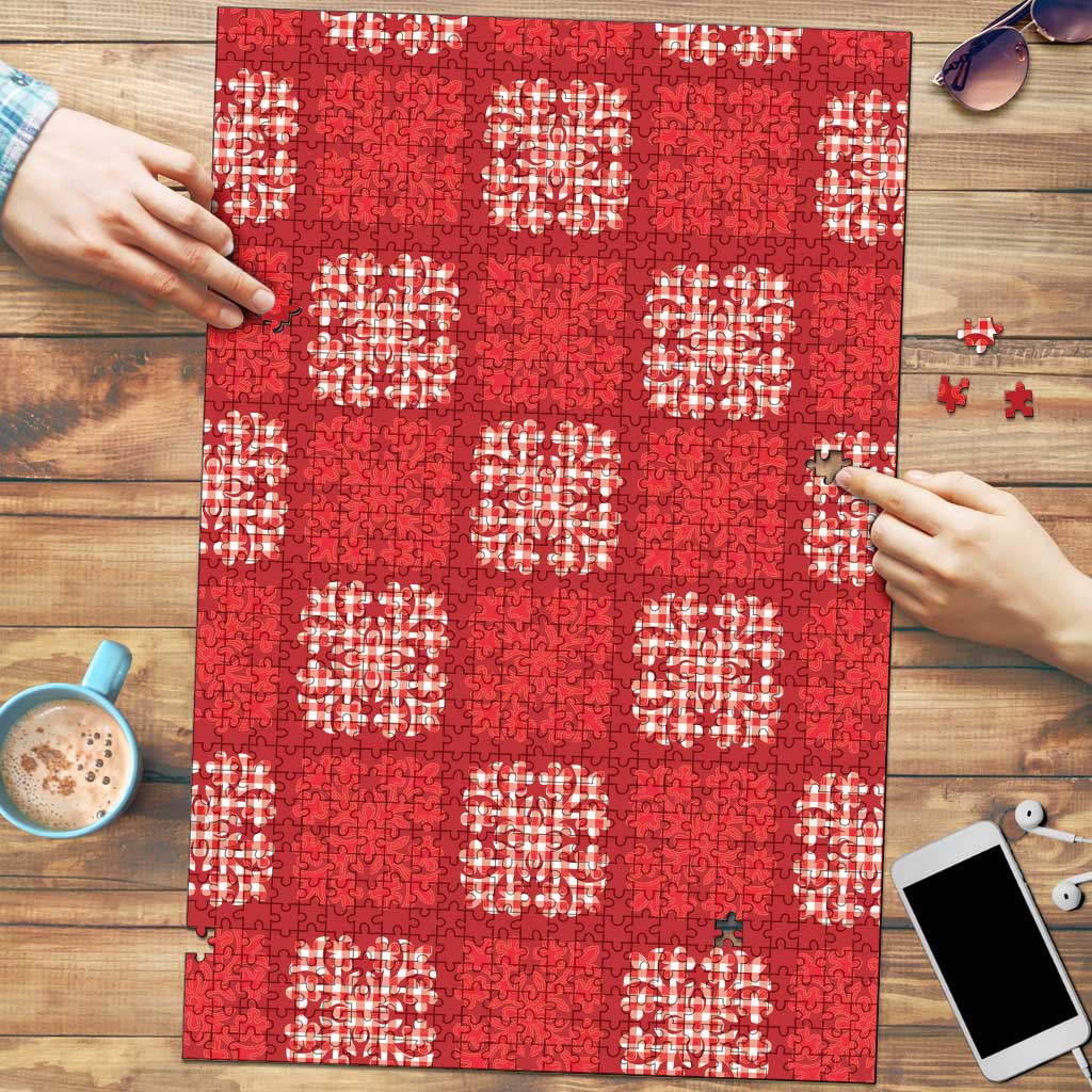 Red Palaka Quilt Hawaii Puzzle Traditional Hawaii-plaid Pattern LT14 Red - Polynesian Pride
