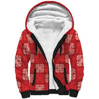 Red Palaka Quilt Hawaii Sherpa Hoodie Traditional Hawaii-plaid Pattern LT14 Unisex Red - Polynesian Pride