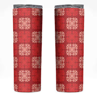 Red Palaka Quilt Hawaii Skinny Tumbler Traditional Hawaii-plaid Pattern - Polynesian Pride