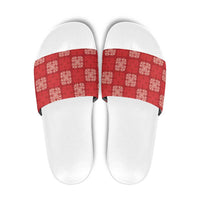 Red Palaka Quilt Hawaii Slide Sandals Traditional Hawaii-plaid Pattern LT14 Red - Polynesian Pride