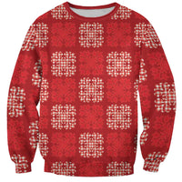 Red Palaka Quilt Hawaii Sweatshirt Traditional Hawaii-plaid Pattern LT14 Unisex Red - Polynesian Pride