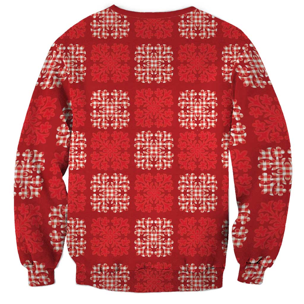Red Palaka Quilt Hawaii Sweatshirt Traditional Hawaii-plaid Pattern LT14 - Polynesian Pride
