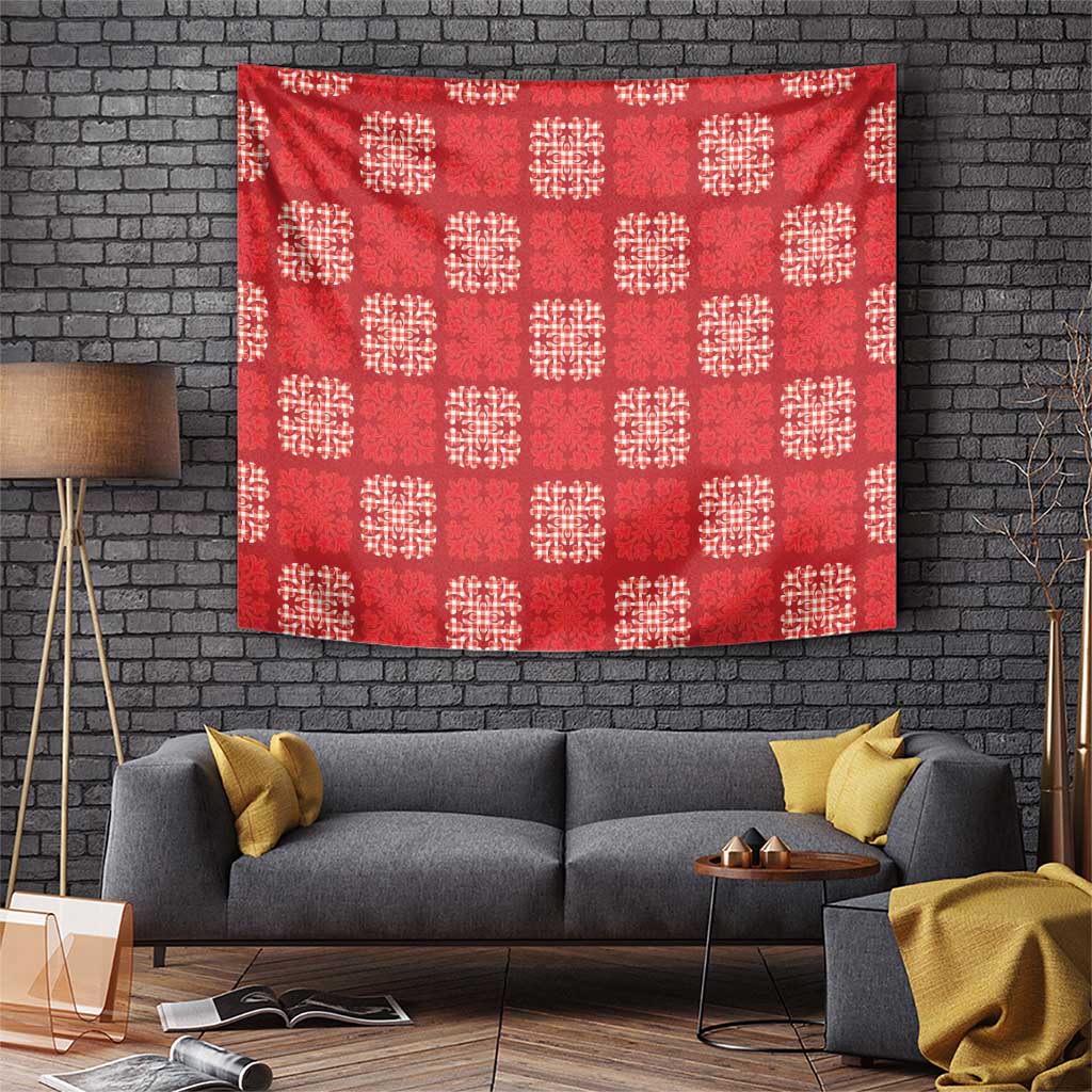 Red Palaka Quilt Hawaii Tapestry Traditional Hawaii-plaid Pattern LT14 Red - Polynesian Pride