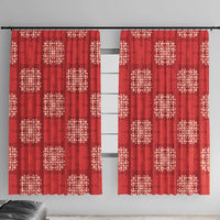 Red Palaka Quilt Hawaii Window Curtain Traditional Hawaii-plaid Pattern LT14 With Hooks Red - Polynesian Pride