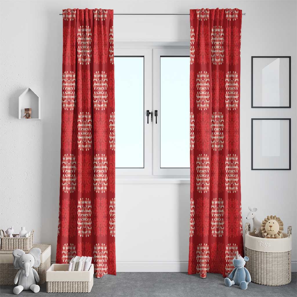 Red Palaka Quilt Hawaii Window Curtain Traditional Hawaii-plaid Pattern LT14 - Polynesian Pride