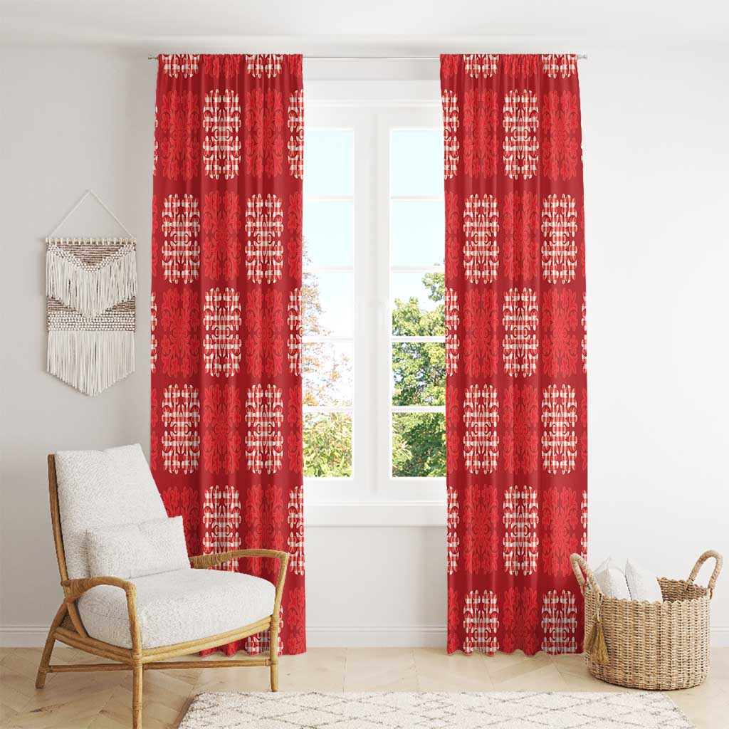 Red Palaka Quilt Hawaii Window Curtain Traditional Hawaii-plaid Pattern LT14 - Polynesian Pride