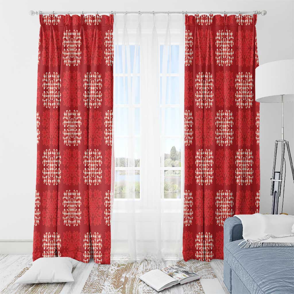 Red Palaka Quilt Hawaii Window Curtain Traditional Hawaii-plaid Pattern LT14 - Polynesian Pride