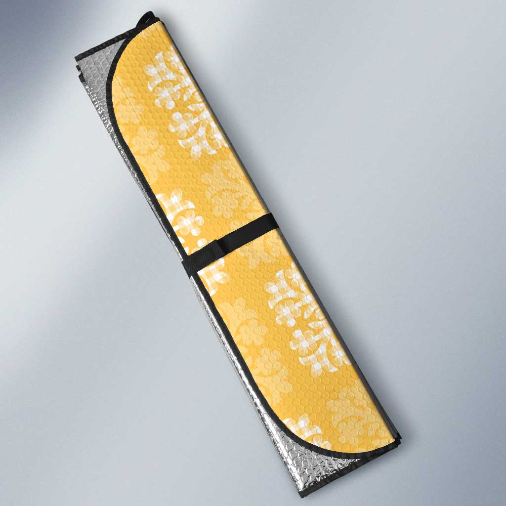 Yellow Palaka Quilt Hawaii Auto Sun Shade Traditional Hawaii-plaid Pattern - Polynesian Pride