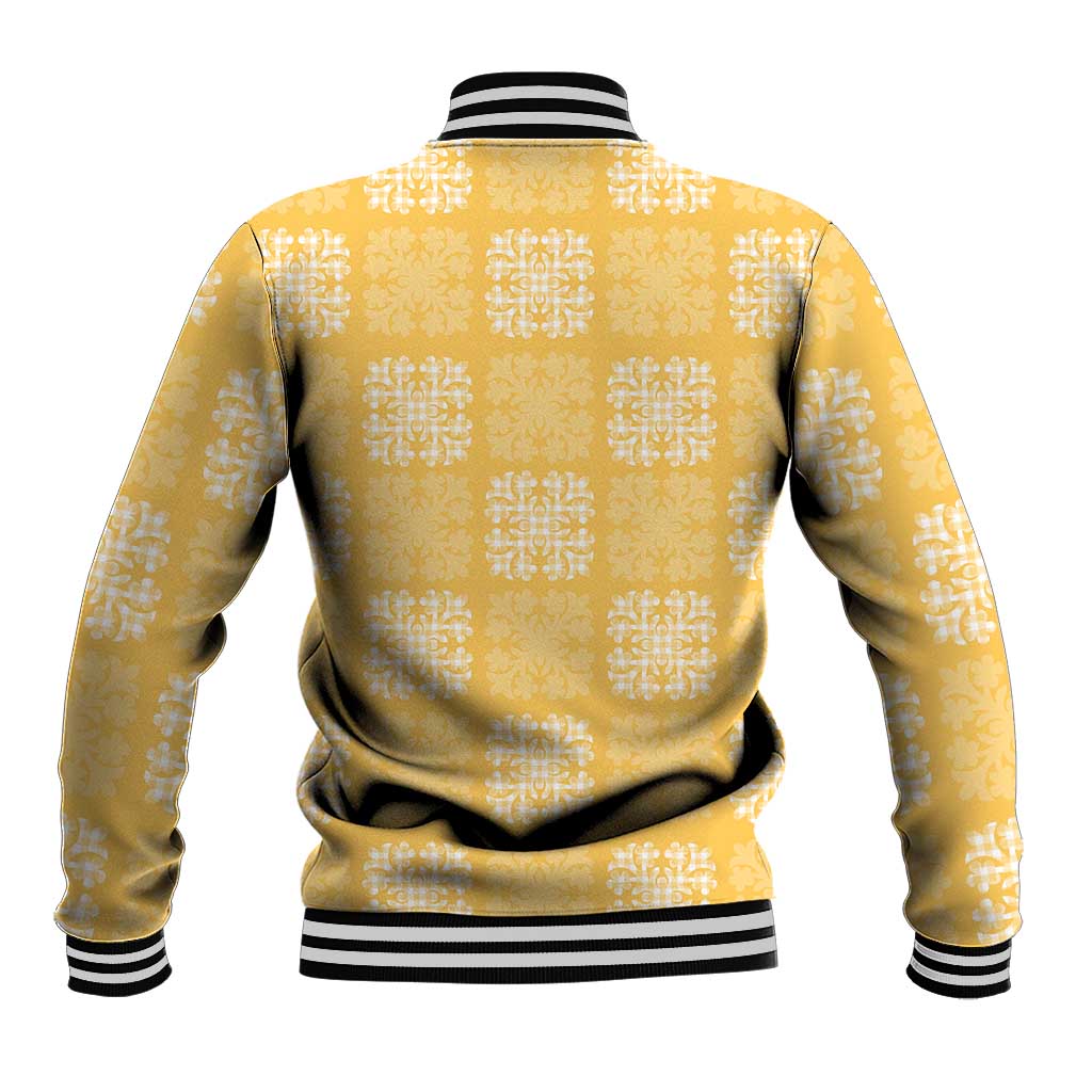 Yellow Palaka Quilt Hawaii Baseball Jacket Traditional Hawaii-plaid Pattern LT14 - Polynesian Pride