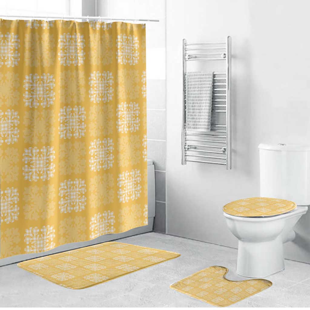 Yellow Palaka Quilt Hawaii Bathroom Set Traditional Hawaii-plaid Pattern - Polynesian Pride