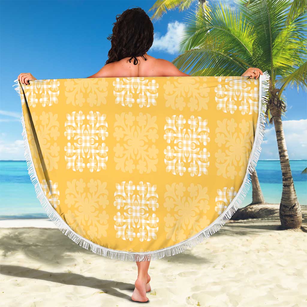 Yellow Palaka Quilt Hawaii Beach Blanket Traditional Hawaii-plaid Pattern - Polynesian Pride