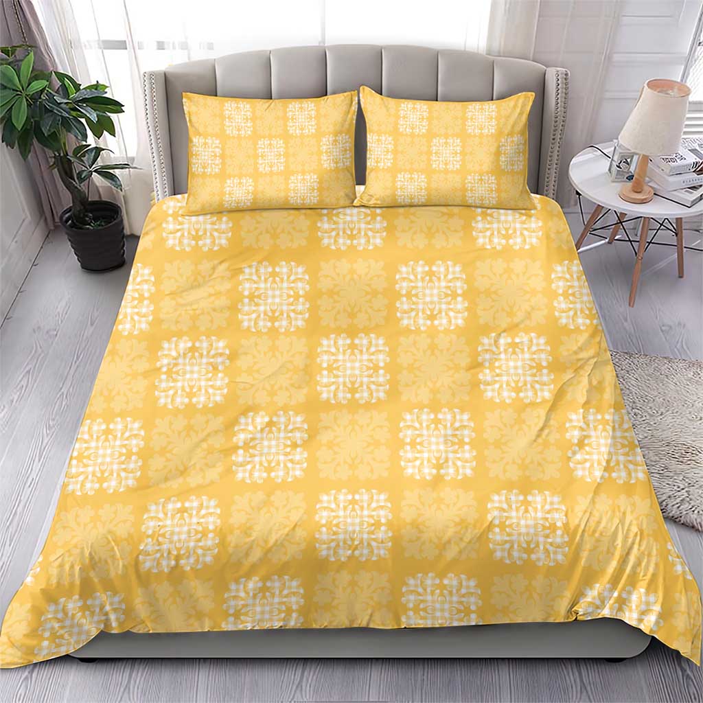 Yellow Palaka Quilt Hawaii Bedding Set Traditional Hawaii-plaid Pattern - Polynesian Pride