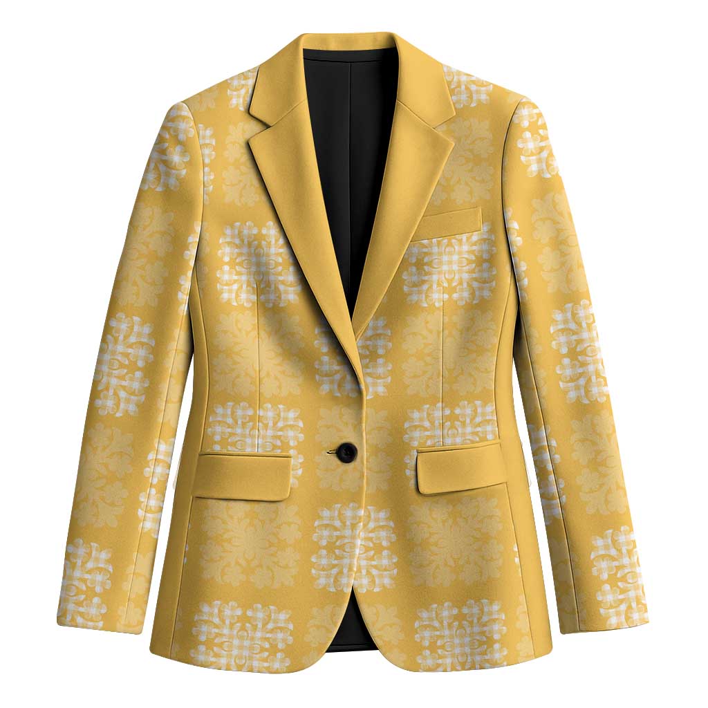 Yellow Palaka Quilt Hawaii Blazer Traditional Hawaii-plaid Pattern LT14 Unisex Yellow - Polynesian Pride