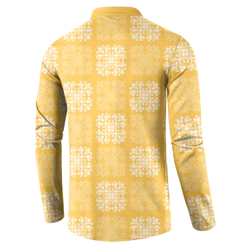 Yellow Palaka Quilt Hawaii Button Sweatshirt Traditional Hawaii-plaid Pattern LT14 - Polynesian Pride