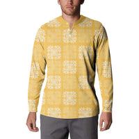Yellow Palaka Quilt Hawaii Button Sweatshirt Traditional Hawaii-plaid Pattern LT14 - Polynesian Pride