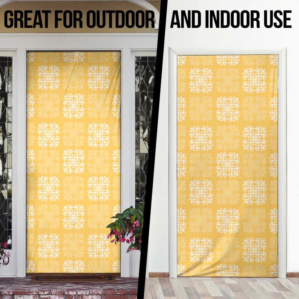 Yellow Palaka Quilt Hawaii Door Cover Traditional Hawaii-plaid Pattern - Polynesian Pride