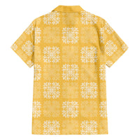 Yellow Palaka Quilt Hawaii Family Matching Off The Shoulder Long Sleeve Dress and Hawaiian Shirt Traditional Hawaii-plaid Pattern - Polynesian Pride
