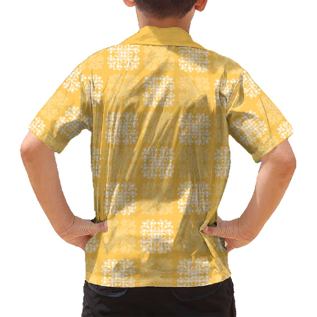 Yellow Palaka Quilt Hawaii Family Matching Puletasi and Hawaiian Shirt Traditional Hawaii-plaid Pattern LT14 - Polynesian Pride