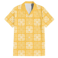 Yellow Palaka Quilt Hawaii Family Matching Puletasi and Hawaiian Shirt Traditional Hawaii-plaid Pattern LT14 Dad's Shirt - Short Sleeve Yellow - Polynesian Pride