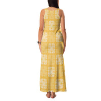 Yellow Palaka Quilt Hawaii Family Matching Tank Maxi Dress and Hawaiian Shirt Traditional Hawaii-plaid Pattern - Polynesian Pride