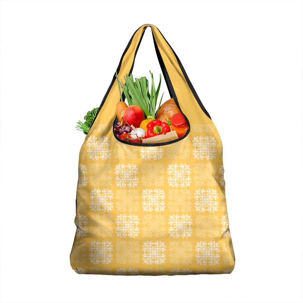 Yellow Palaka Quilt Hawaii Grocery Bag Traditional Hawaii-plaid Pattern LT14 1-pack One Size Yellow - Polynesian Pride