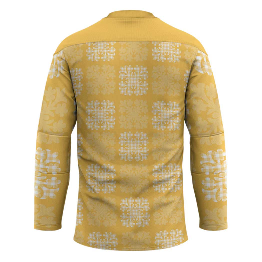 Yellow Palaka Quilt Hawaii Hockey Jersey Traditional Hawaii-plaid Pattern LT14 - Polynesian Pride