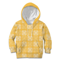 Yellow Palaka Quilt Hawaii Kid Hoodie Traditional Hawaii-plaid Pattern - Polynesian Pride