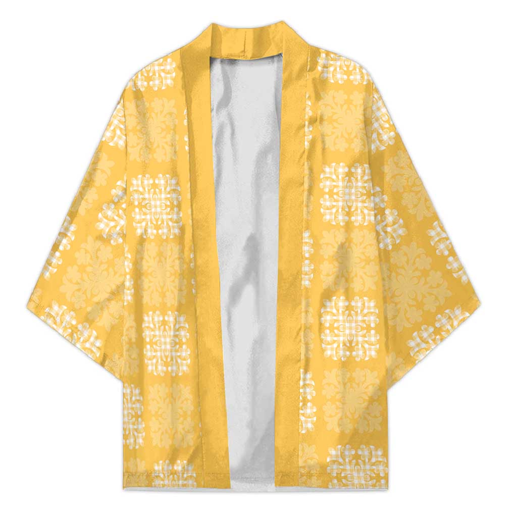 Yellow Palaka Quilt Hawaii Kimono Traditional Hawaii-plaid Pattern LT14 Unisex Yellow - Polynesian Pride