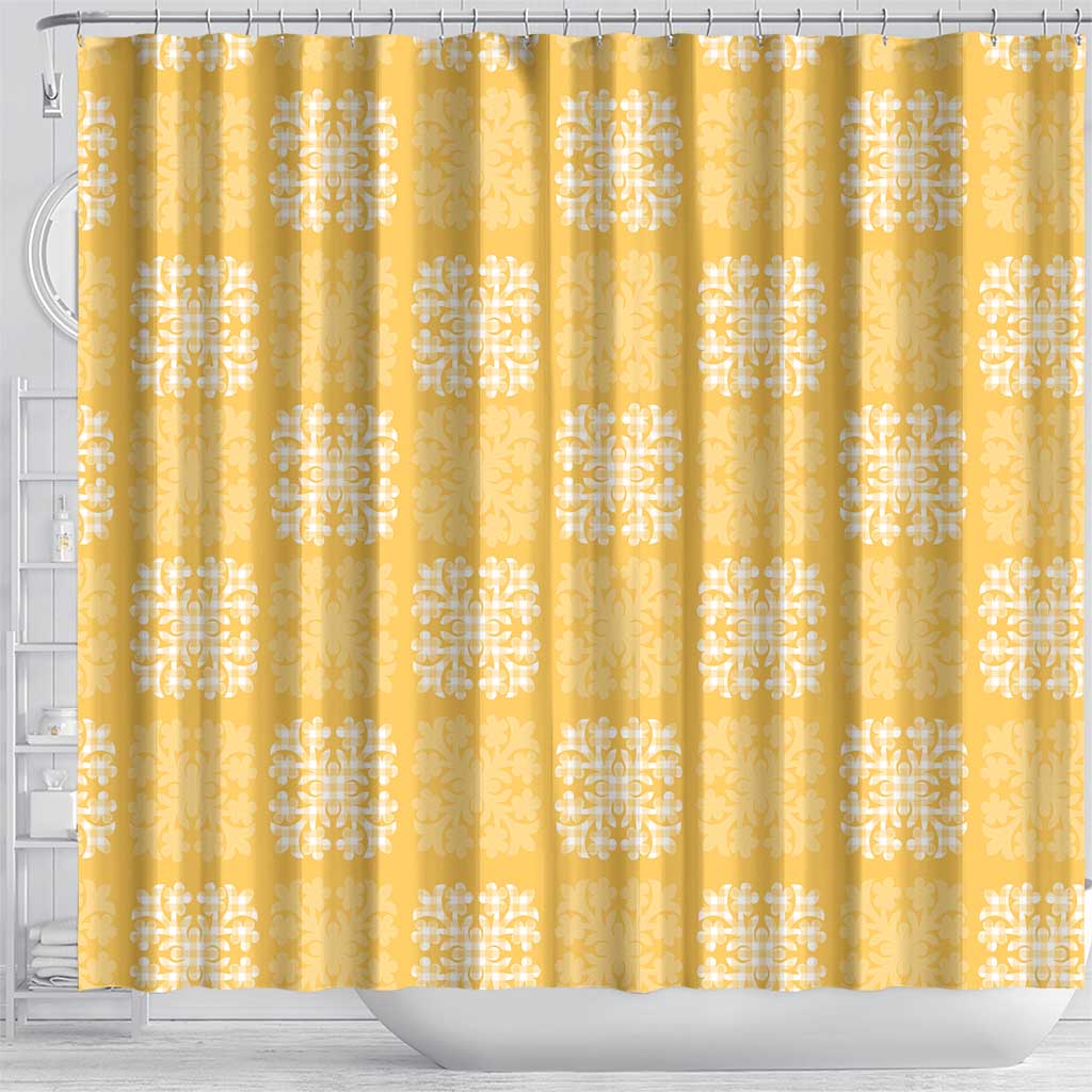 Yellow Palaka Quilt Hawaii Shower Curtain Traditional Hawaii-plaid Pattern - undefined