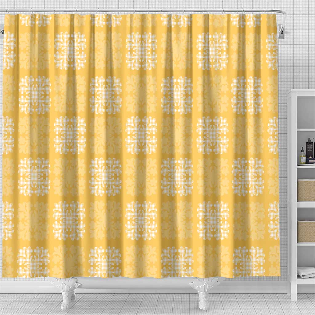 Yellow Palaka Quilt Hawaii Shower Curtain Traditional Hawaii-plaid Pattern - undefined