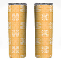 Yellow Palaka Quilt Hawaii Skinny Tumbler Traditional Hawaii-plaid Pattern - Polynesian Pride