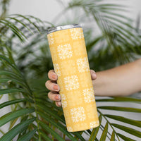 Yellow Palaka Quilt Hawaii Skinny Tumbler Traditional Hawaii-plaid Pattern - Polynesian Pride
