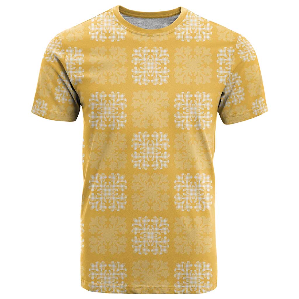 Yellow Palaka Quilt Hawaii T Shirt Traditional Hawaii-plaid Pattern - Polynesian Pride