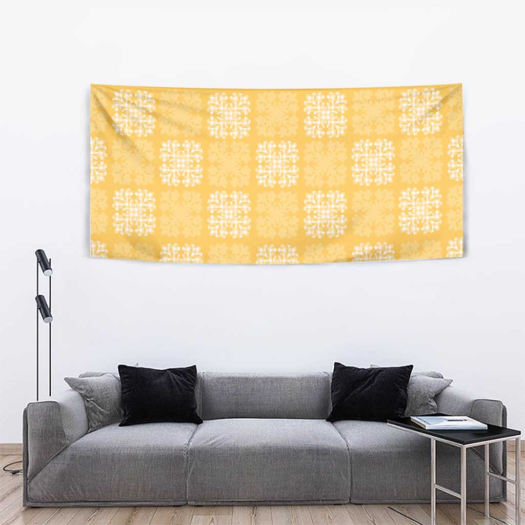 Yellow Palaka Quilt Hawaii Tapestry Traditional Hawaii-plaid Pattern LT14 - Polynesian Pride