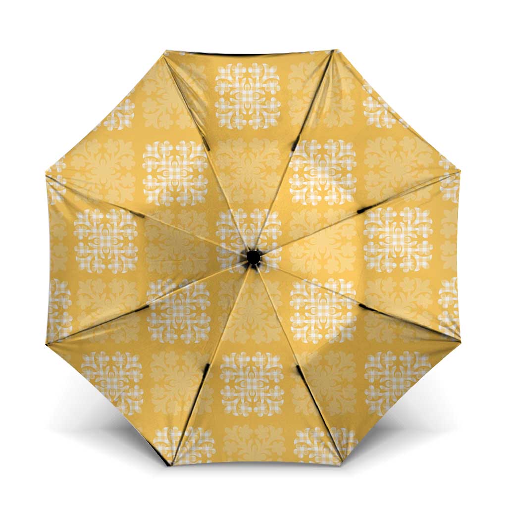 Yellow Palaka Quilt Hawaii Umbrella Traditional Hawaii-plaid Pattern LT14 One Size Folded 11.42 inch Opened Diameter 37.4 inch Yellow - Polynesian Pride