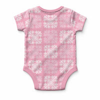 Pink Palaka Quilt Hawaii Baby Onesie Traditional Hawaii-plaid Pattern