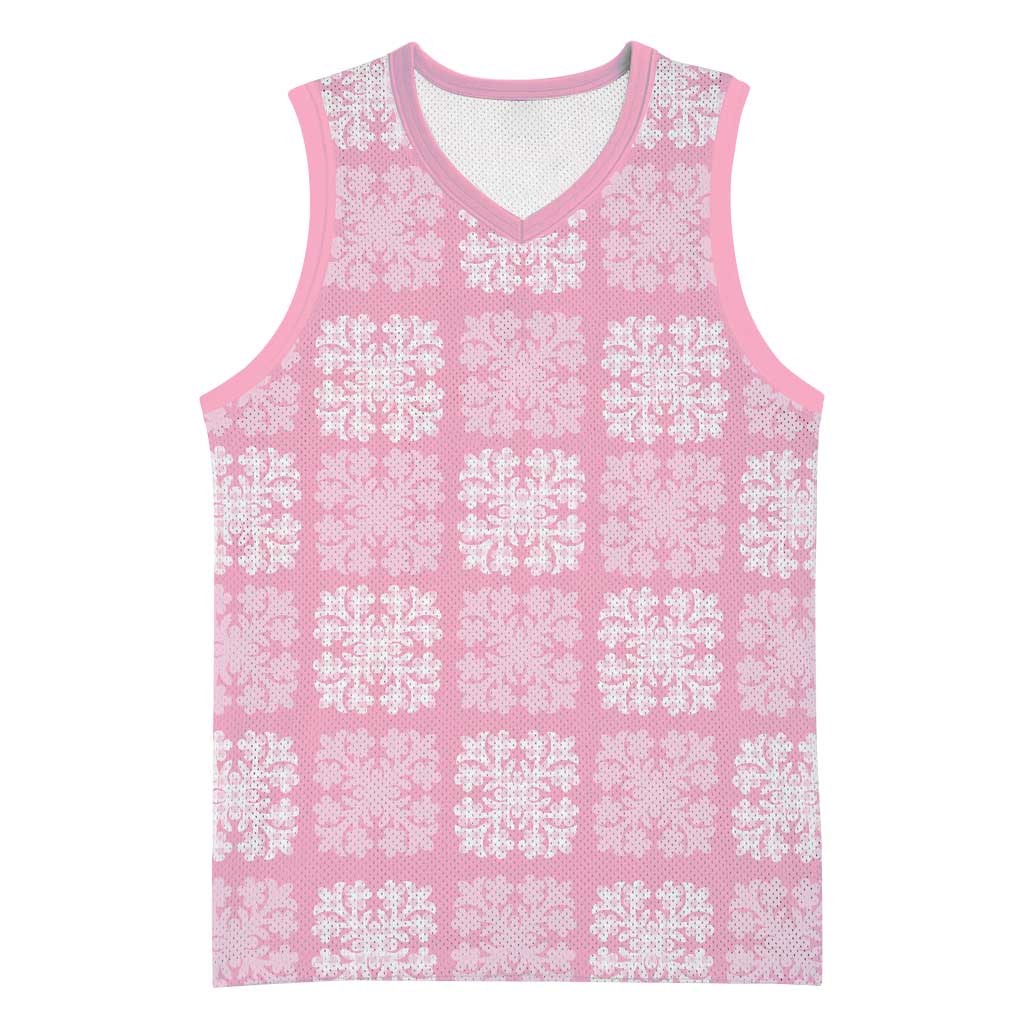 Pink Palaka Quilt Hawaii Basketball Jersey Traditional Hawaii-plaid Pattern LT14 Unisex Pink - Polynesian Pride