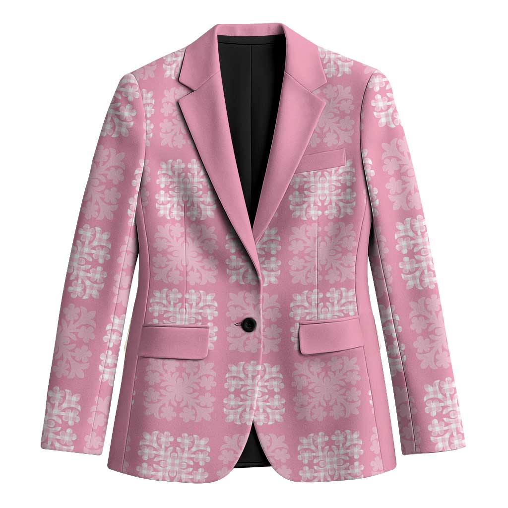 Pink Palaka Quilt Hawaii Blazer Traditional Hawaii-plaid Pattern LT14 Unisex Pink - Polynesian Pride