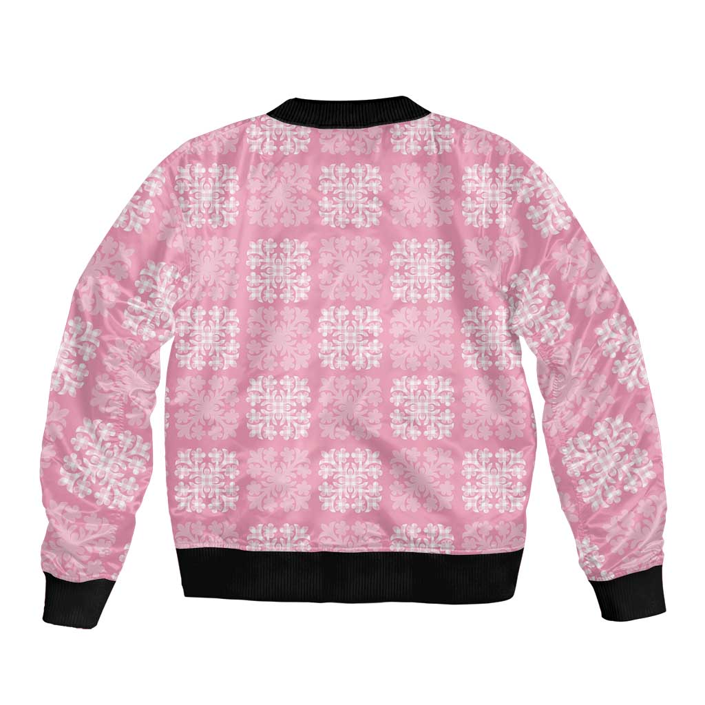 Pink Palaka Quilt Hawaii Bomber Jacket Traditional Hawaii-plaid Pattern LT14 - Polynesian Pride