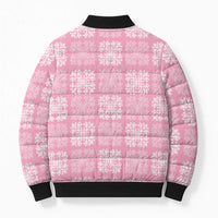 Pink Palaka Quilt Hawaii Bomber Puffer Jacket Traditional Hawaii-plaid Pattern LT14 - Polynesian Pride