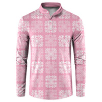 Pink Palaka Quilt Hawaii Button Sweatshirt Traditional Hawaii-plaid Pattern LT14 Pink - Polynesian Pride