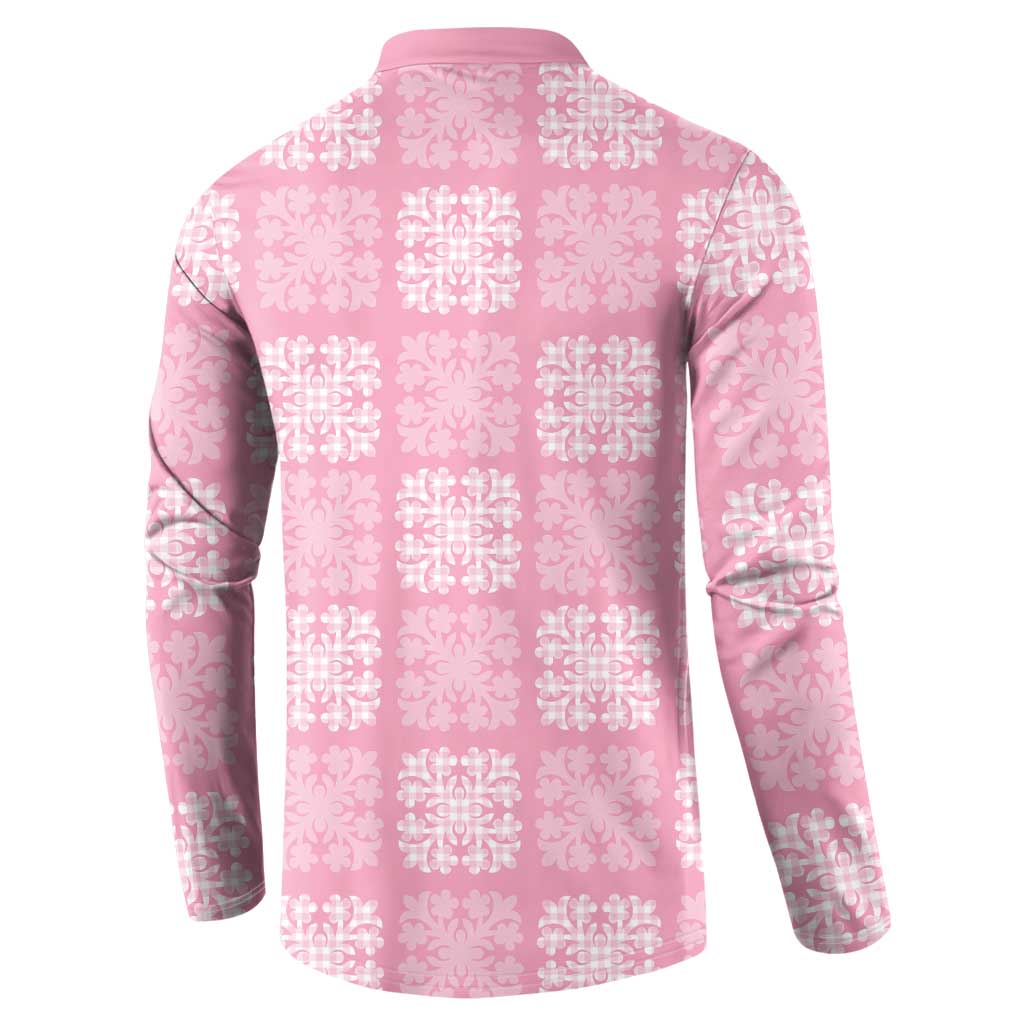 Pink Palaka Quilt Hawaii Button Sweatshirt Traditional Hawaii-plaid Pattern LT14 - Polynesian Pride