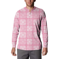 Pink Palaka Quilt Hawaii Button Sweatshirt Traditional Hawaii-plaid Pattern LT14 - Polynesian Pride