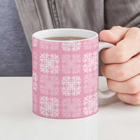 Pink Palaka Quilt Hawaii Ceramic Mug Traditional Hawaii-plaid Pattern - Polynesian Pride