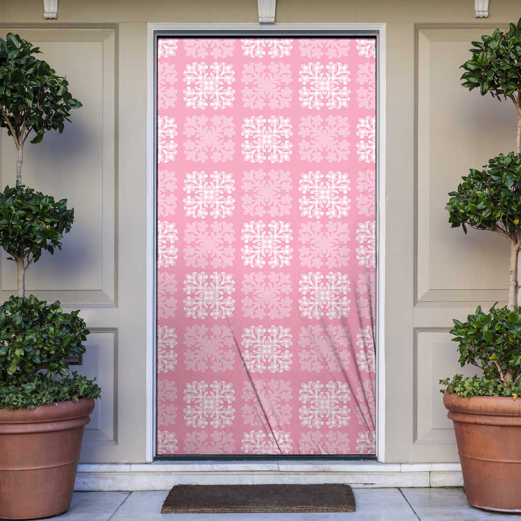 Pink Palaka Quilt Hawaii Door Cover Traditional Hawaii-plaid Pattern - Polynesian Pride