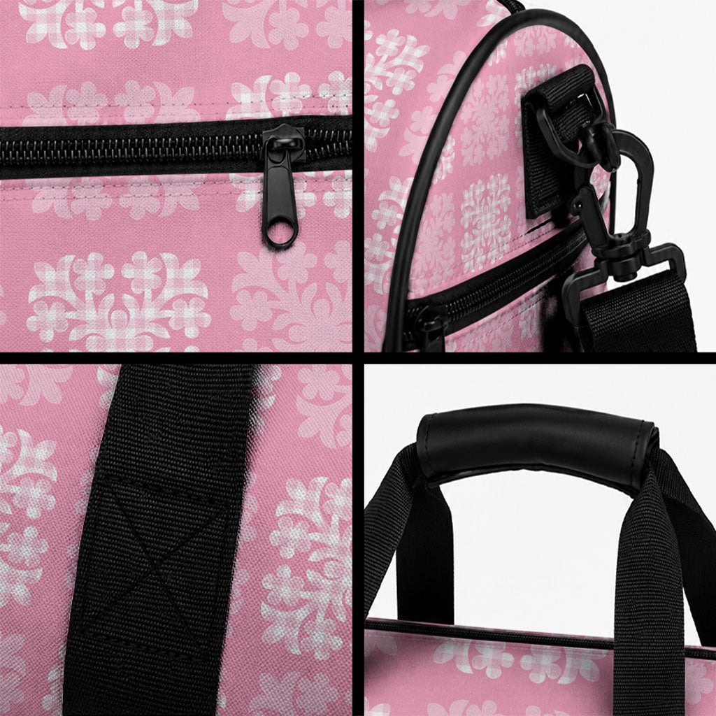 Pink Palaka Quilt Hawaii Duffle Bag Traditional Hawaii-plaid Pattern
