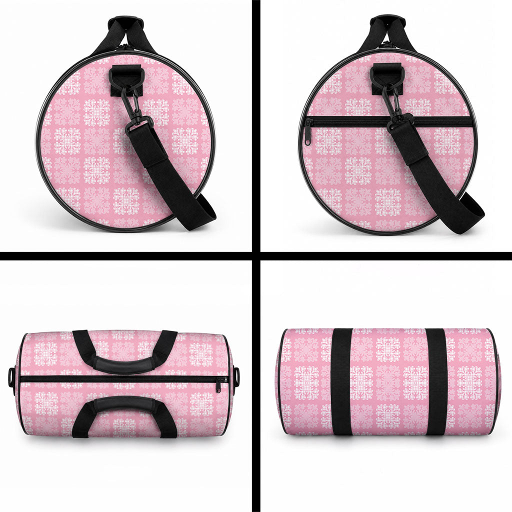 Pink Palaka Quilt Hawaii Duffle Bag Traditional Hawaii-plaid Pattern
