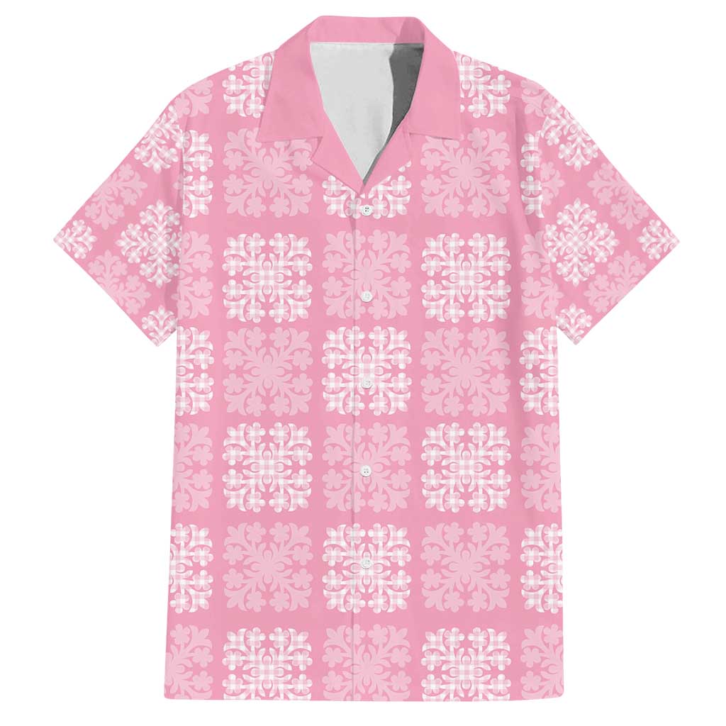Pink Palaka Quilt Hawaii Family Matching Long Sleeve Bodycon Dress and Hawaiian Shirt Traditional Hawaii-plaid Pattern - Polynesian Pride